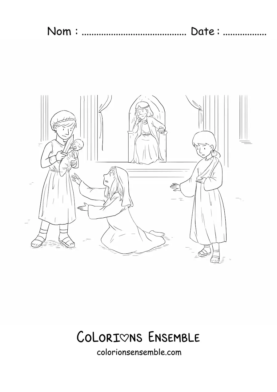 Image à colorier d'un roi et de ses sujets