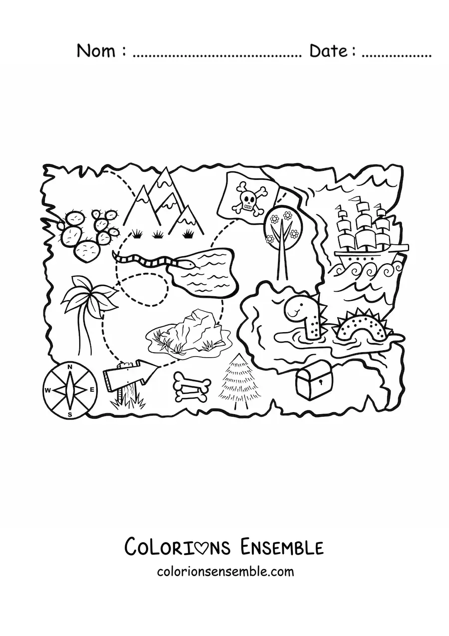 Coloriage d'une carte de l'île au trésor