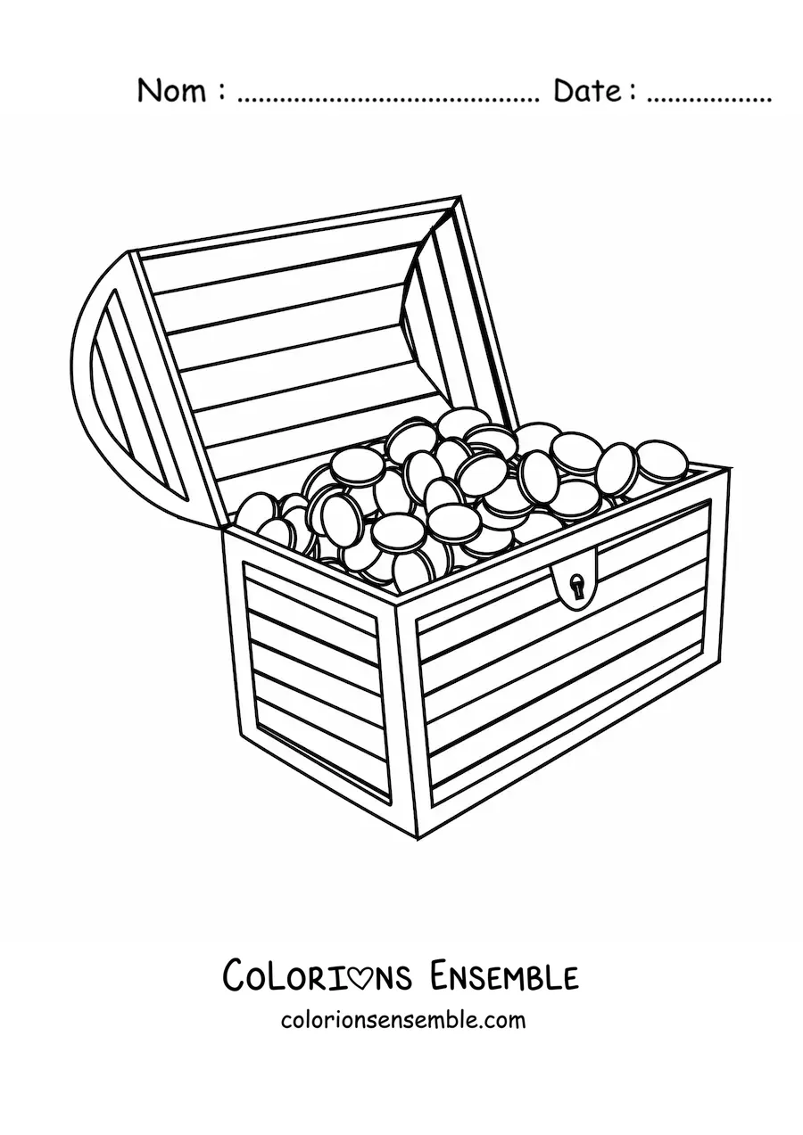 Coloriage d'un grand coffre au trésor