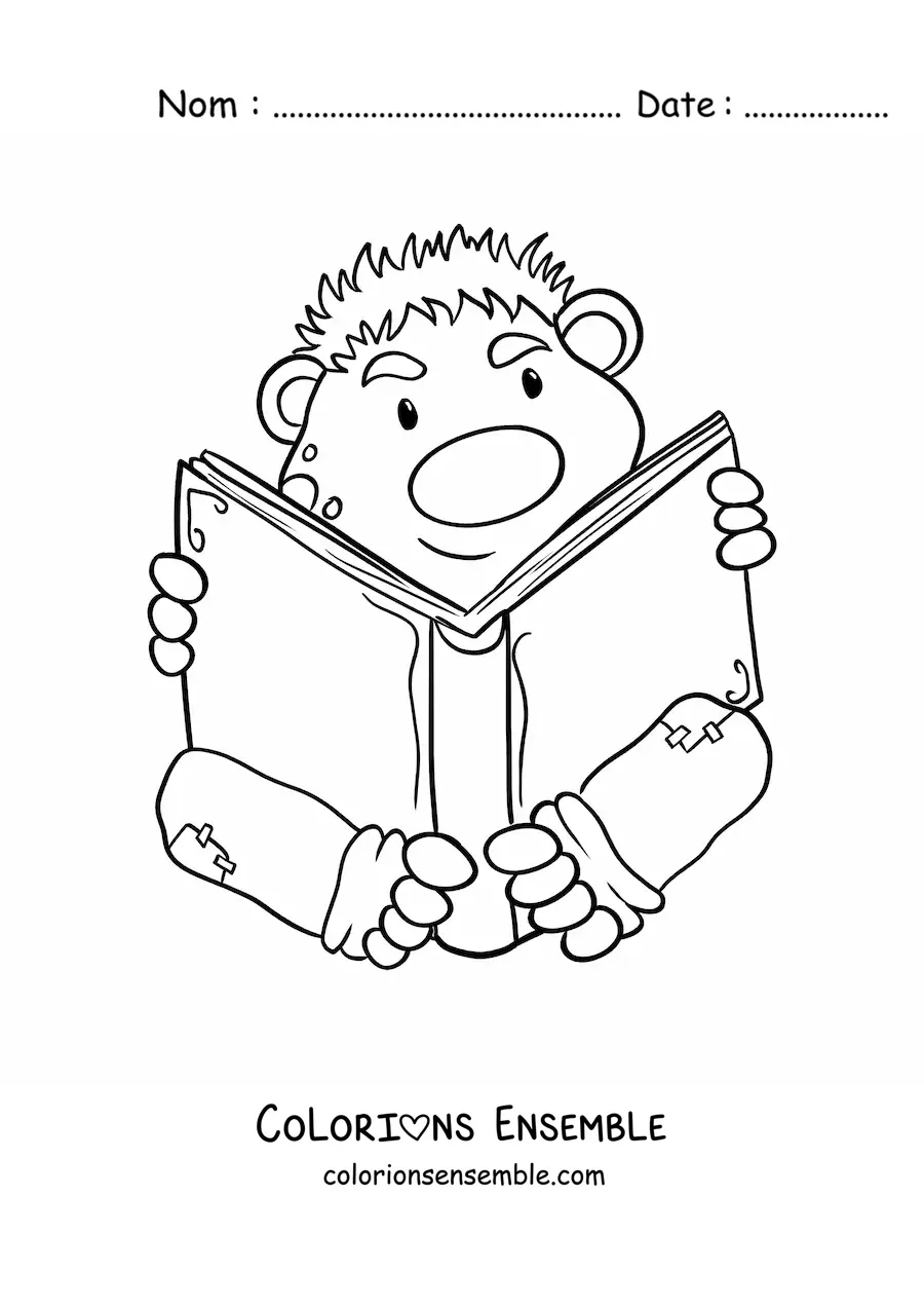 Coloriage d'un troll animé en train de lire