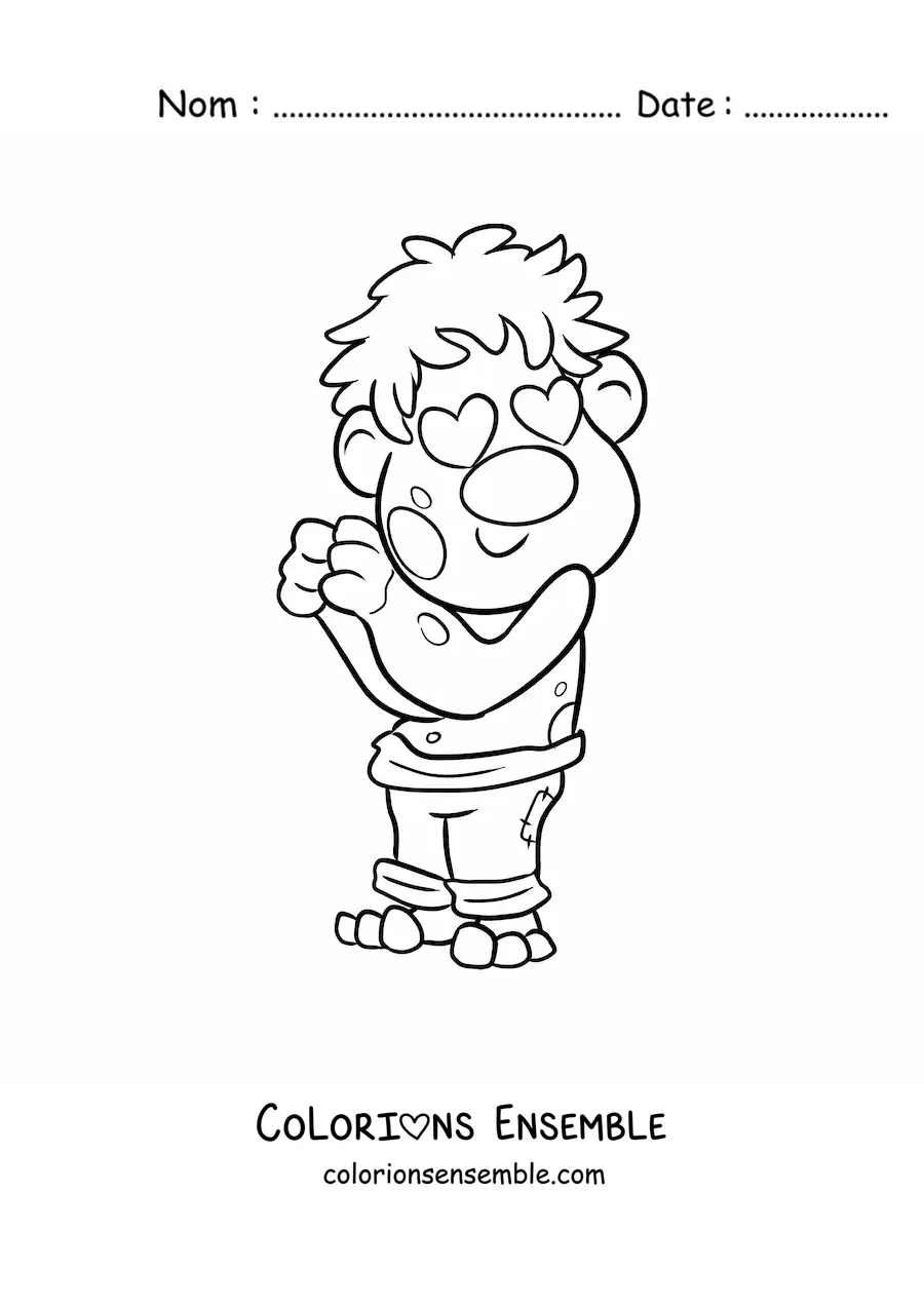Coloriage d'un troll animé amoureux
