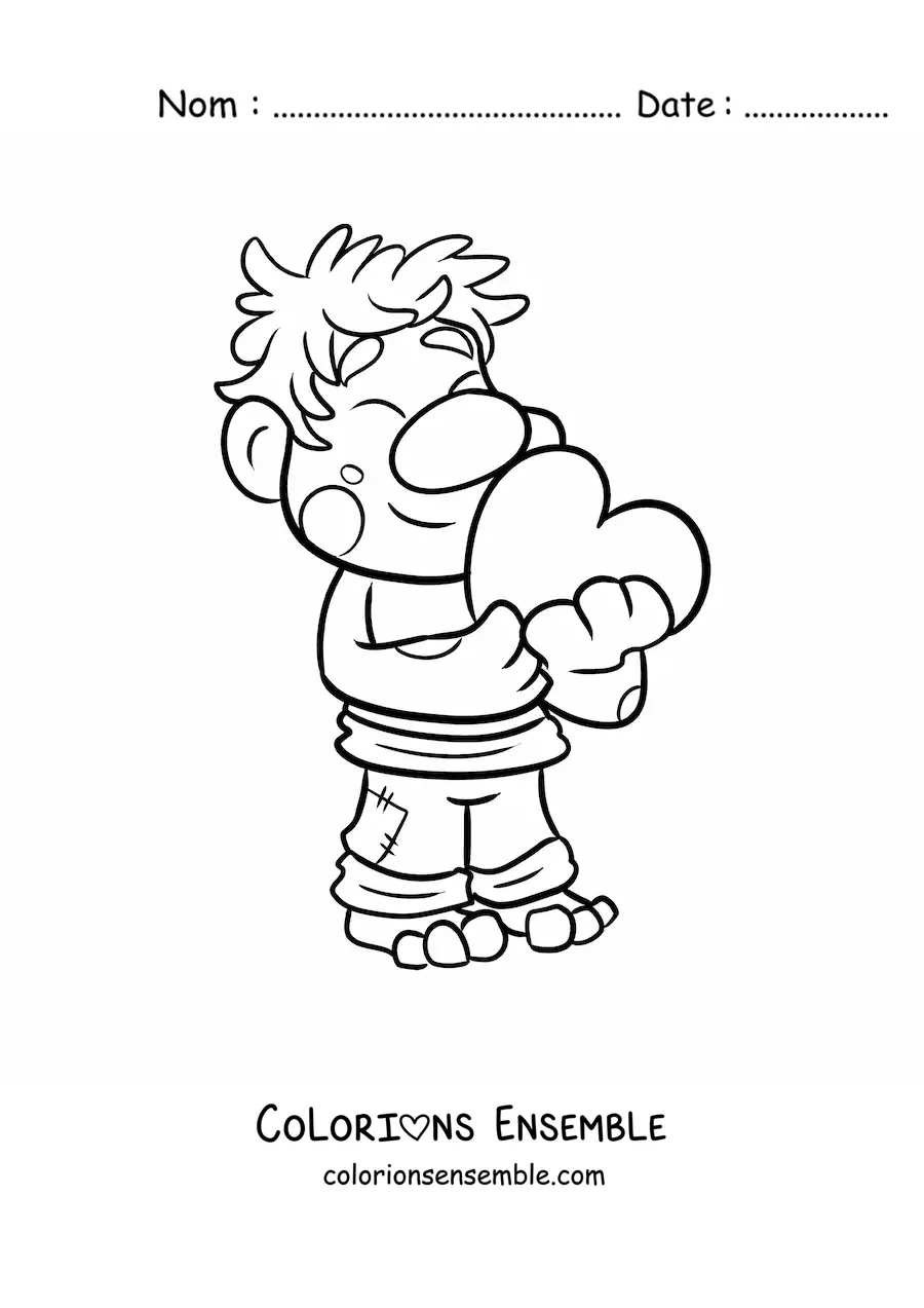 Coloriage d'un troll animé avec un cœur