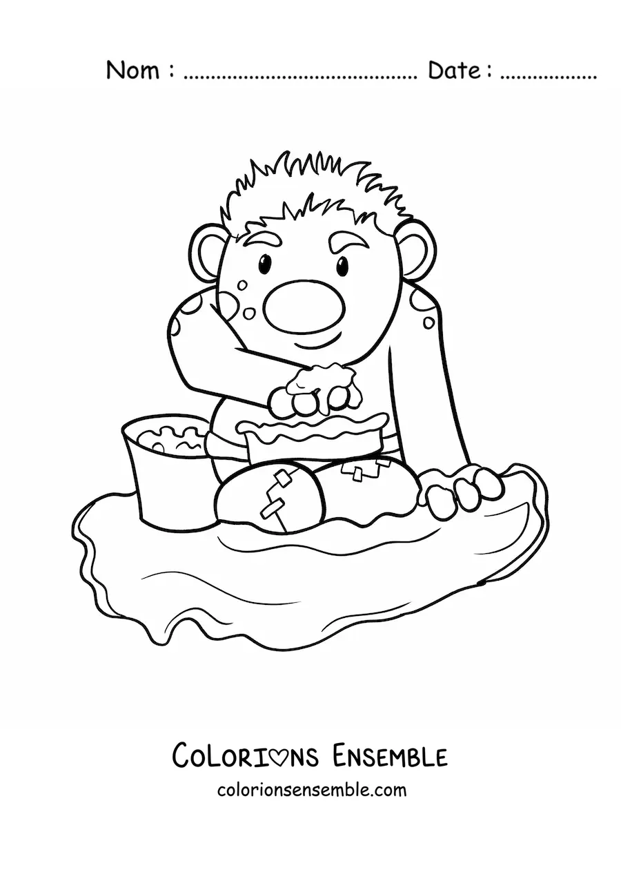 Coloriage d'un troll animé en train de jouer