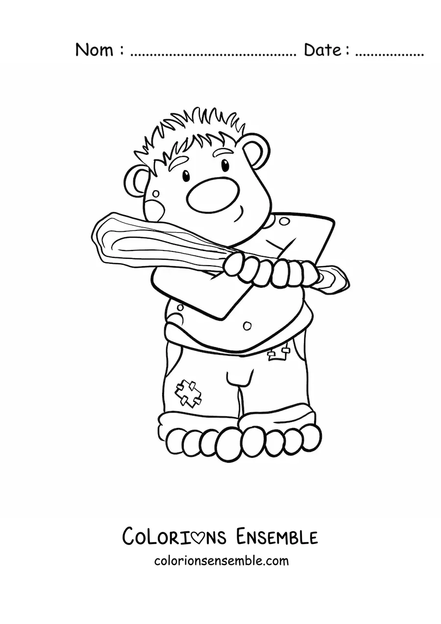 Coloriage d'un troll animé avec une batte