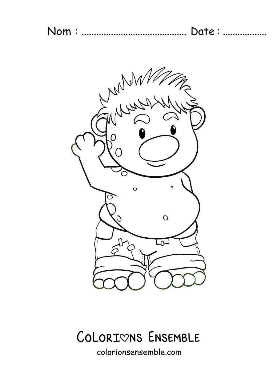 Coloriage d'un grand troll animé rigolo