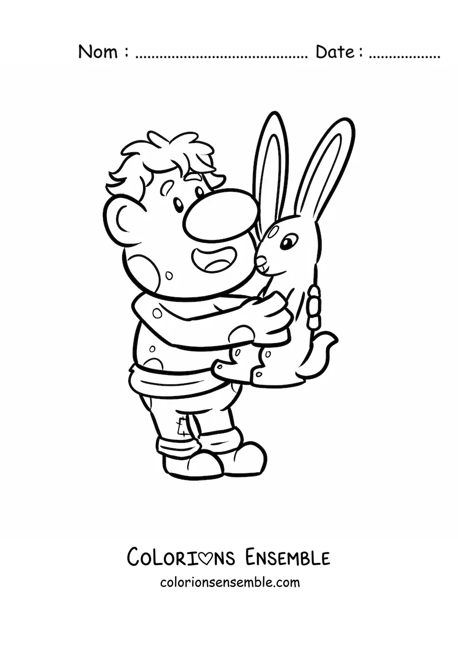 Coloriage d'un troll animé avec un lapin