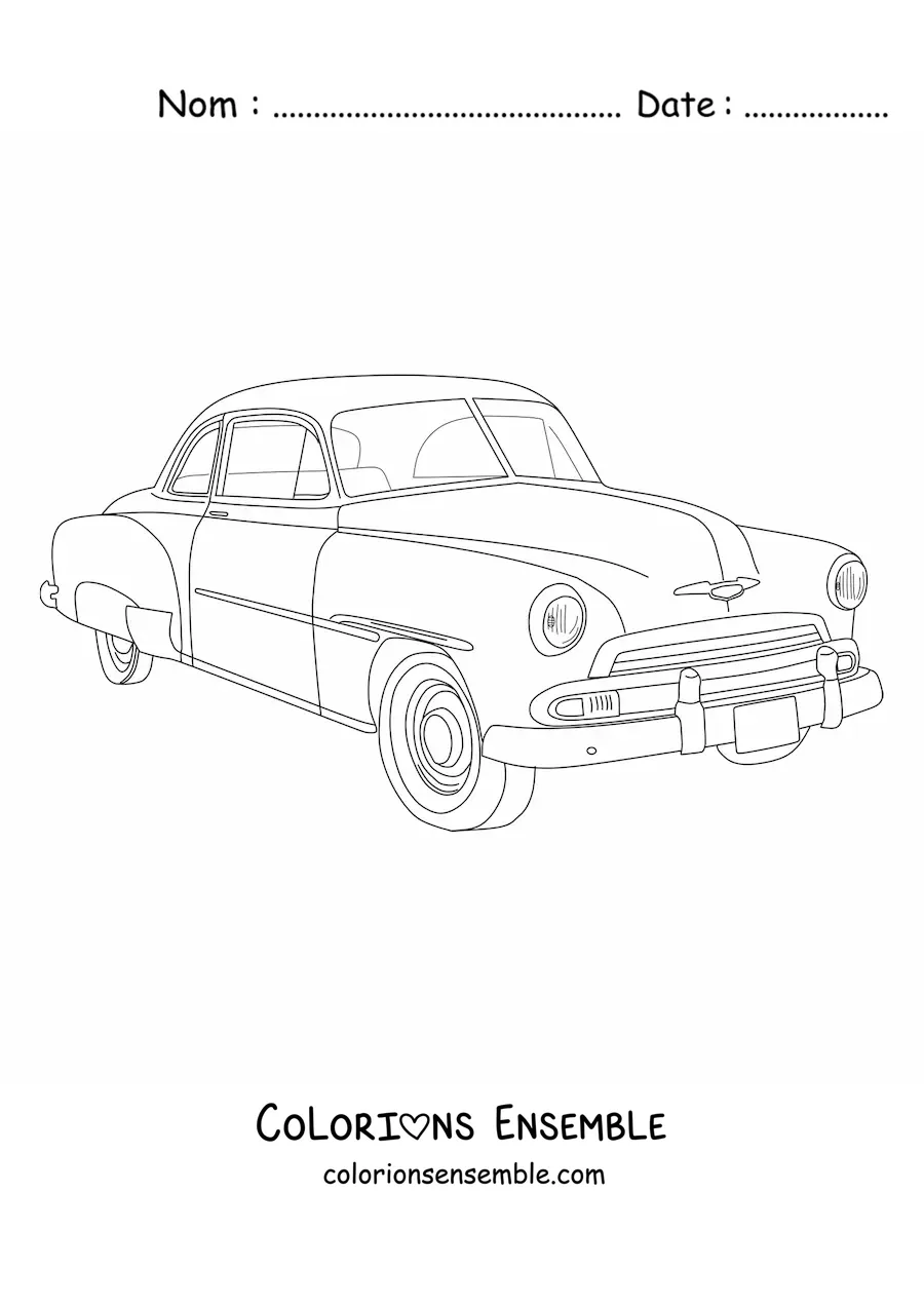 Image à colorier d'une Chevrolet Deluxe coupé de 1951