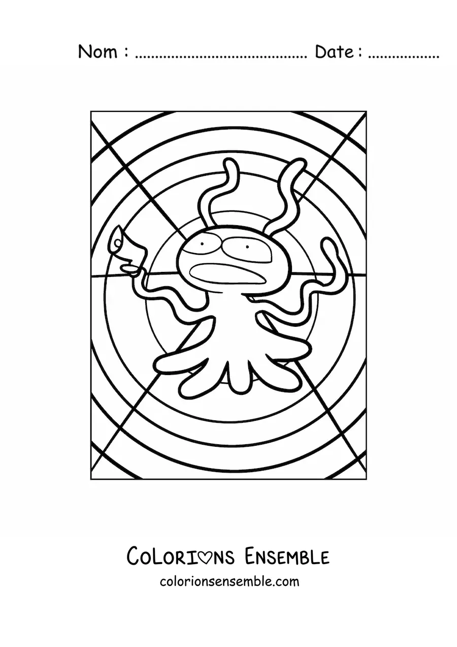 Coloriage d'un extraterrestre animé avec une arme