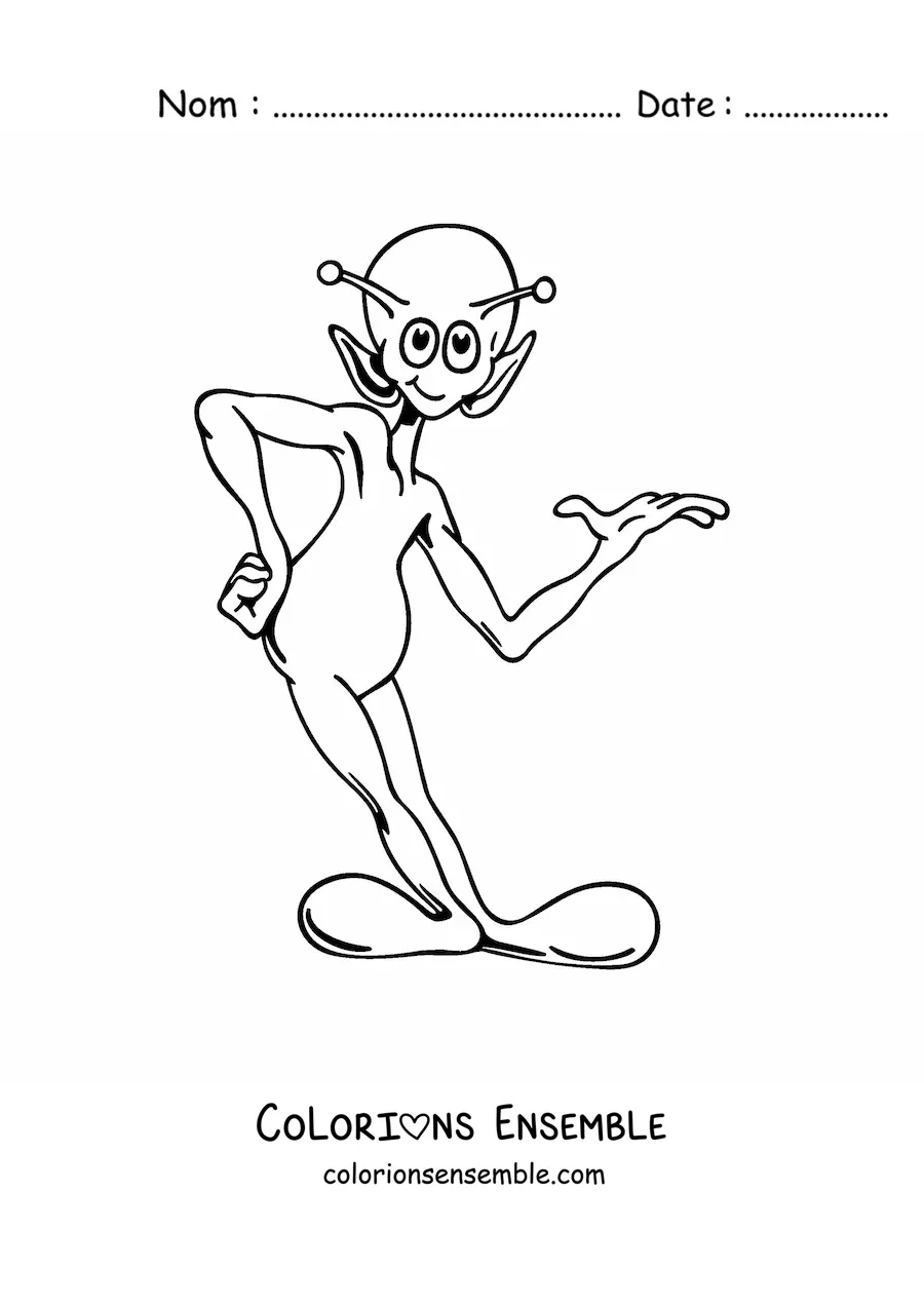 Coloriage d'un martien animé