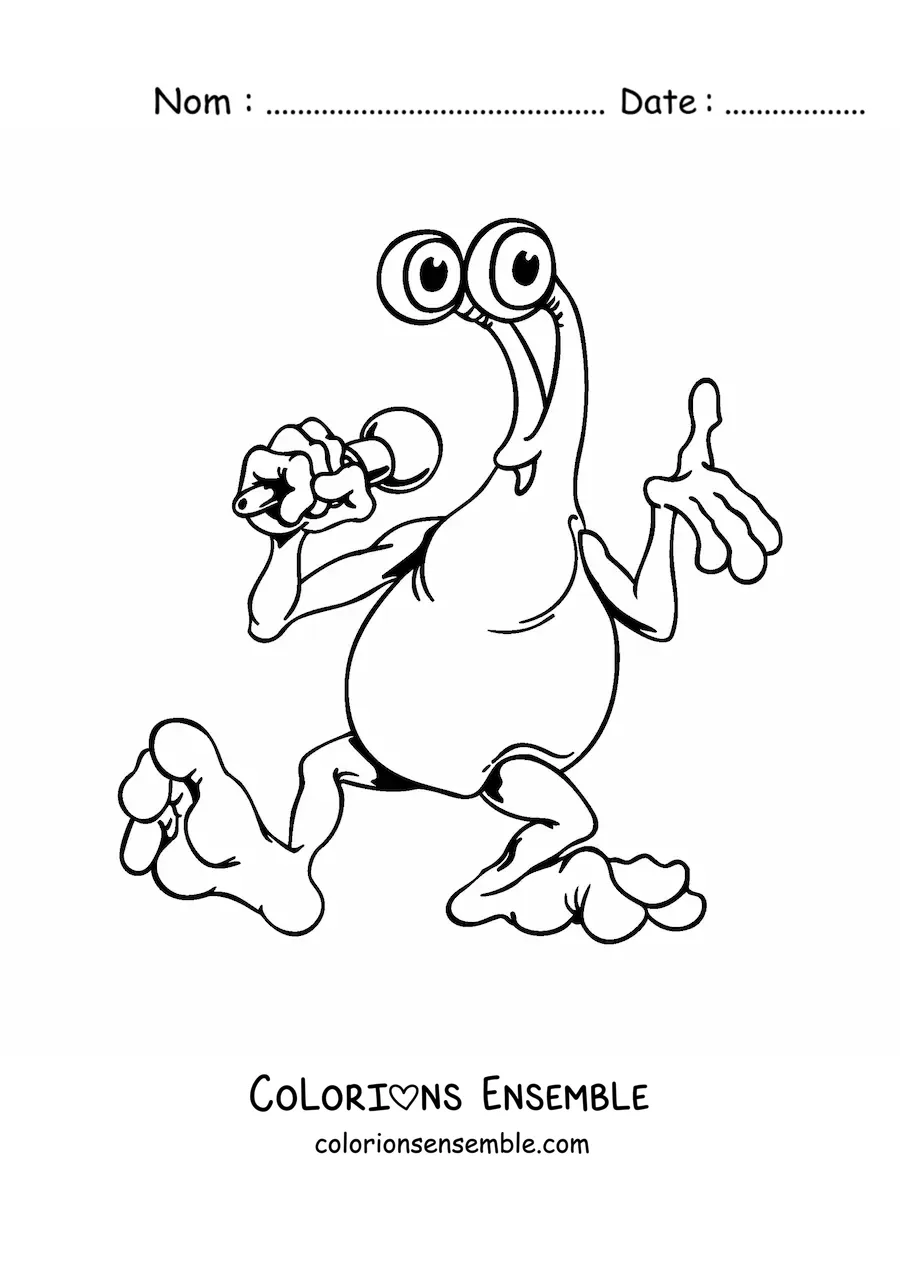 Coloriage d'un dessin d'extraterrestre avec un microphone