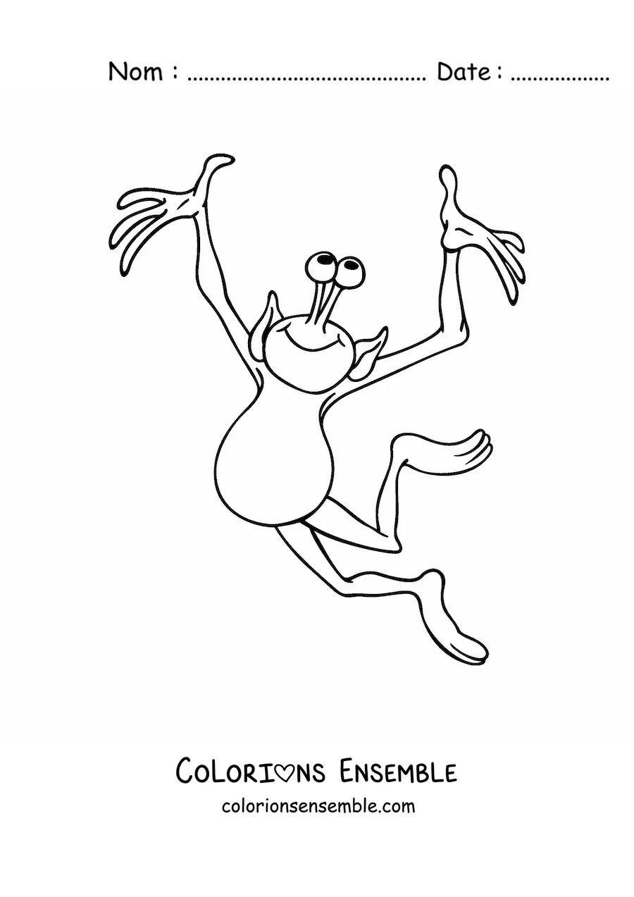 Coloriage d'un dessin d'extraterrestre en train de danser