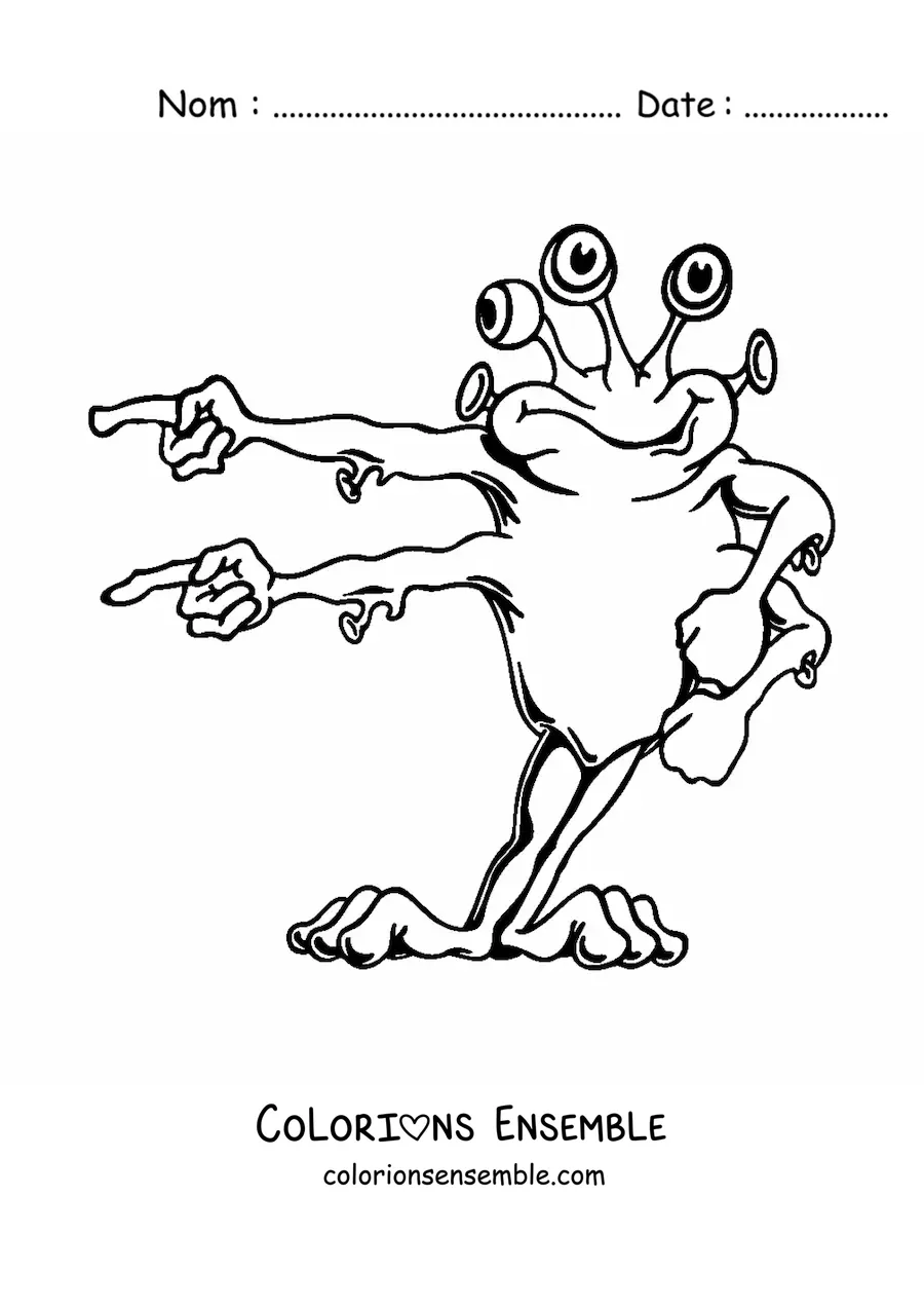 Coloriage d'un dessin d'extraterrestre rigolo