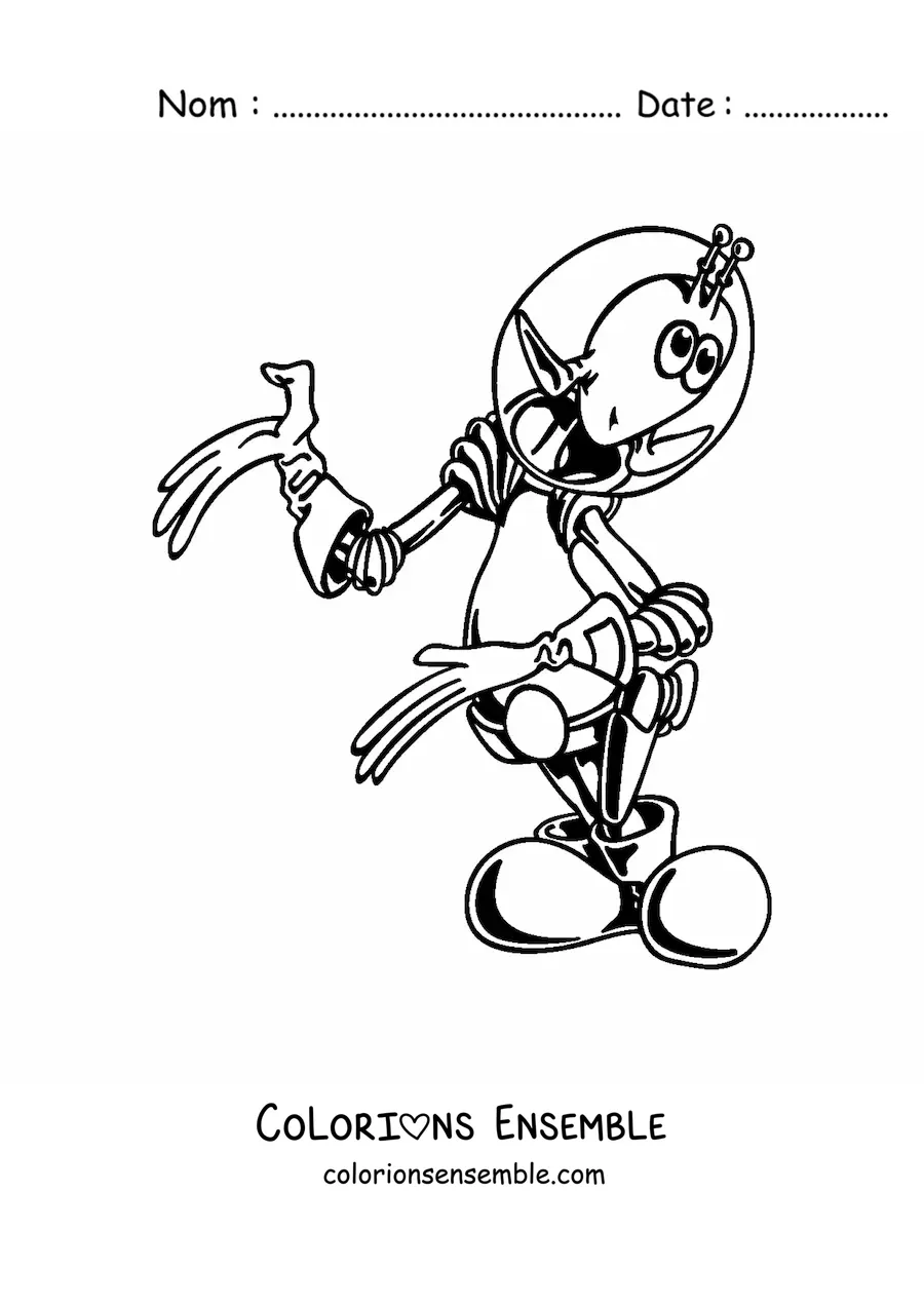 Coloriage d'un dessin de martien sympathique