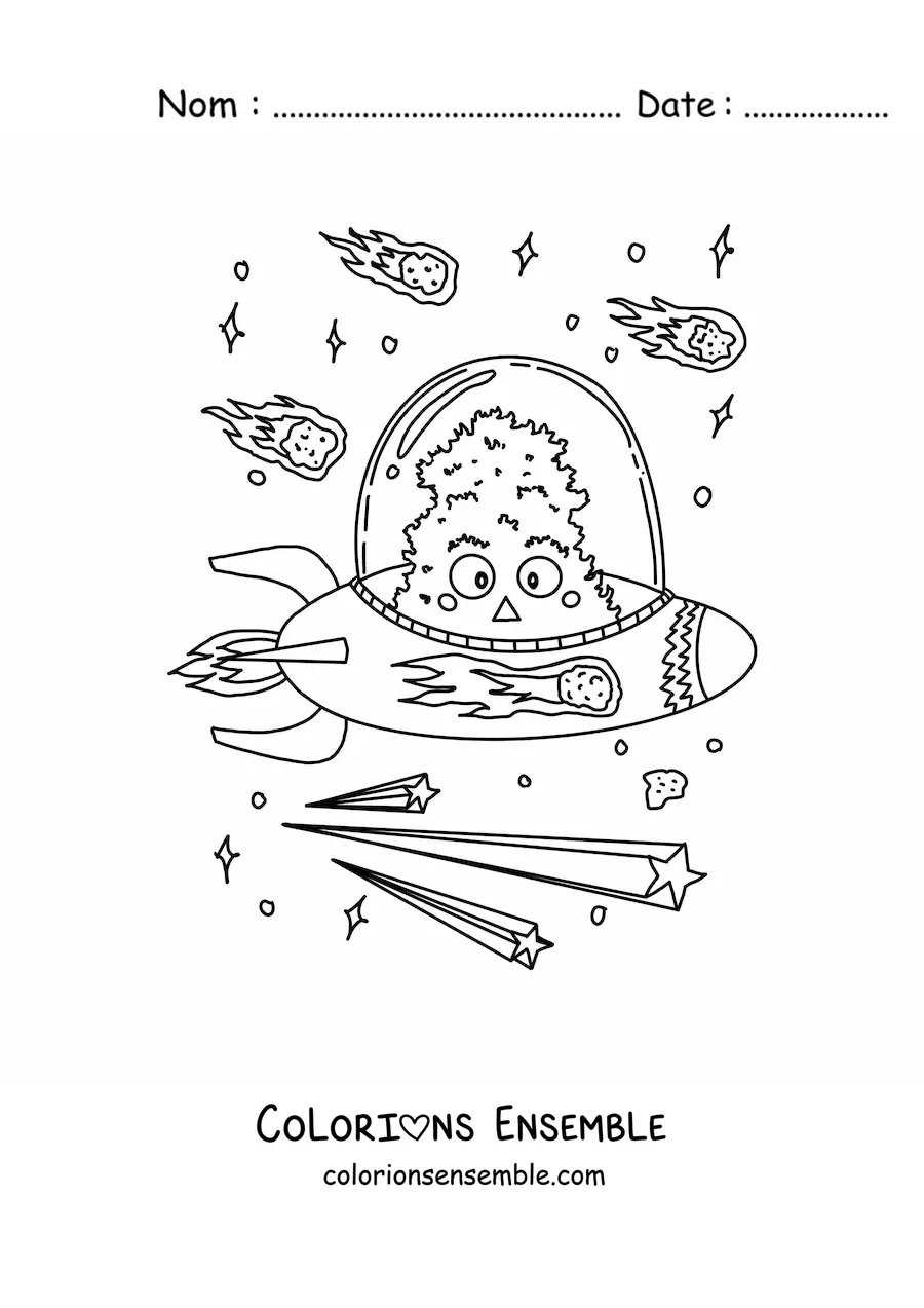 Coloriage d'un extraterrestre volant dans son vaisseau spatial