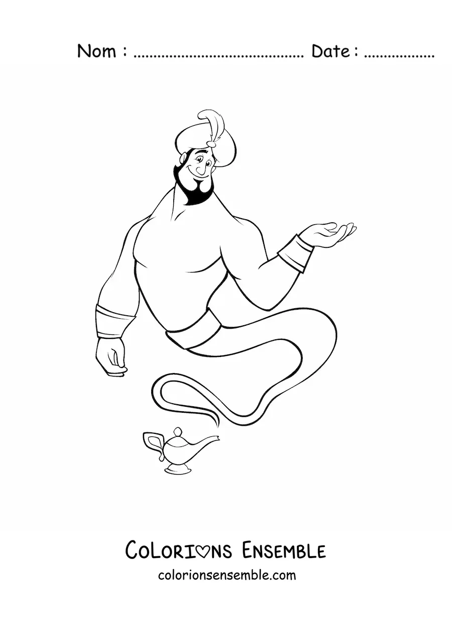Coloriage d'un génie magique de la lampe