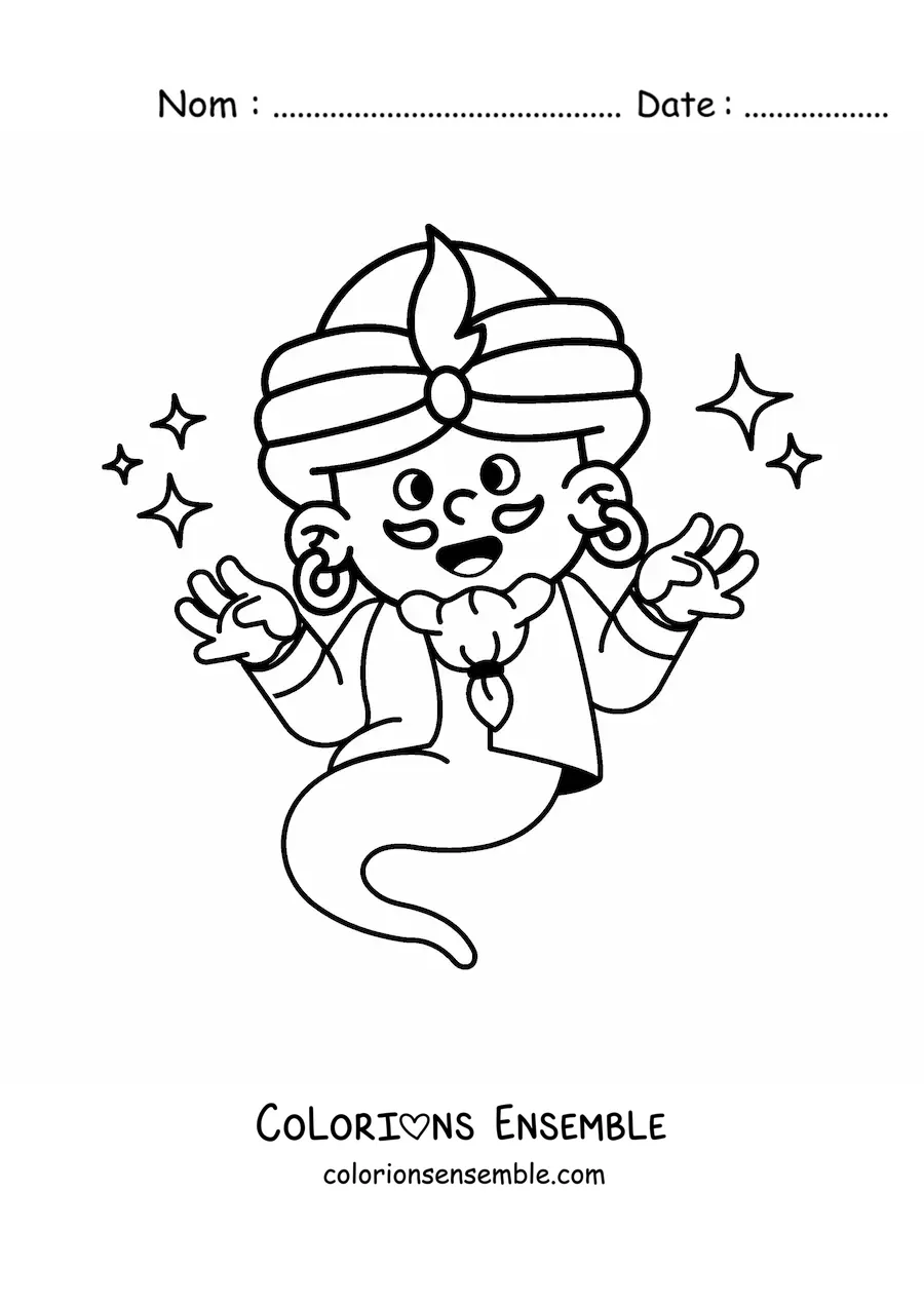 Coloriage d'un génie animé magique