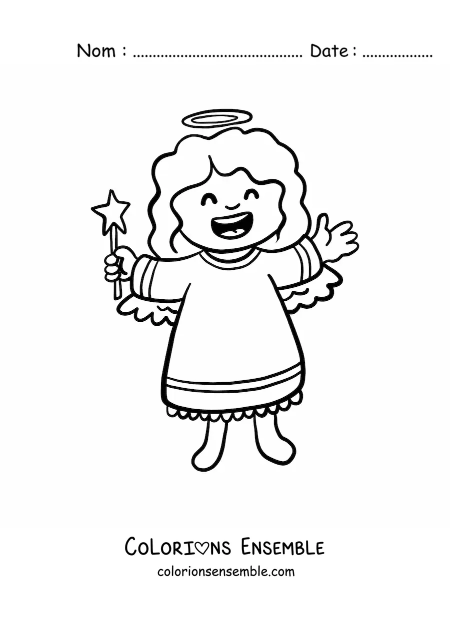 Image à colorier d'un ange féminin animé