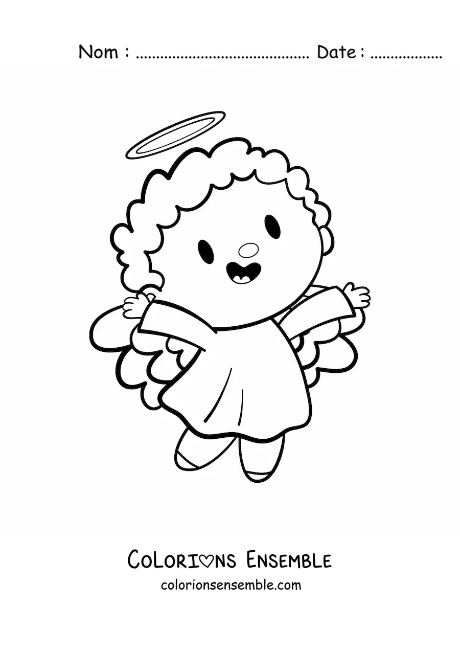 Image à colorier d'un ange kawaii