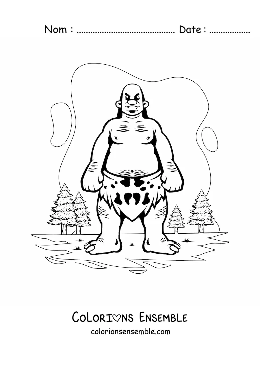 Image à colorier d'un géant animé