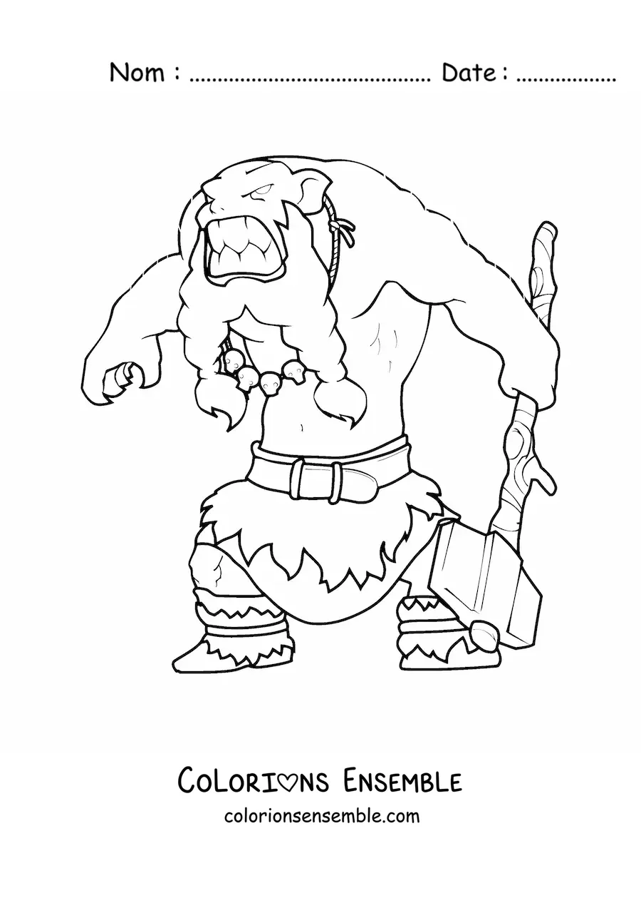 Image à colorier d'un géant de glace animé
