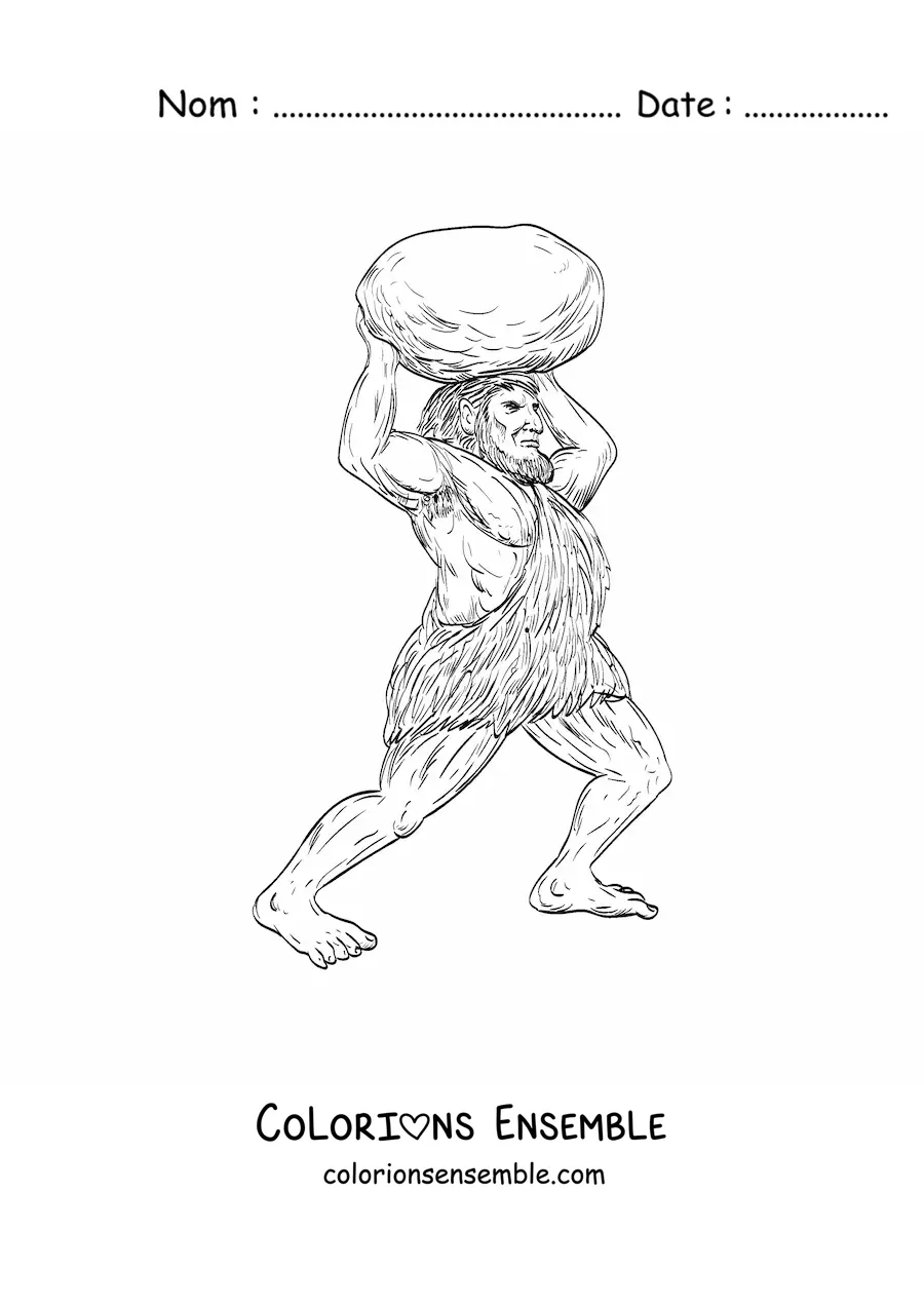Image à colorier d'un géant jentilak lançant un rocher