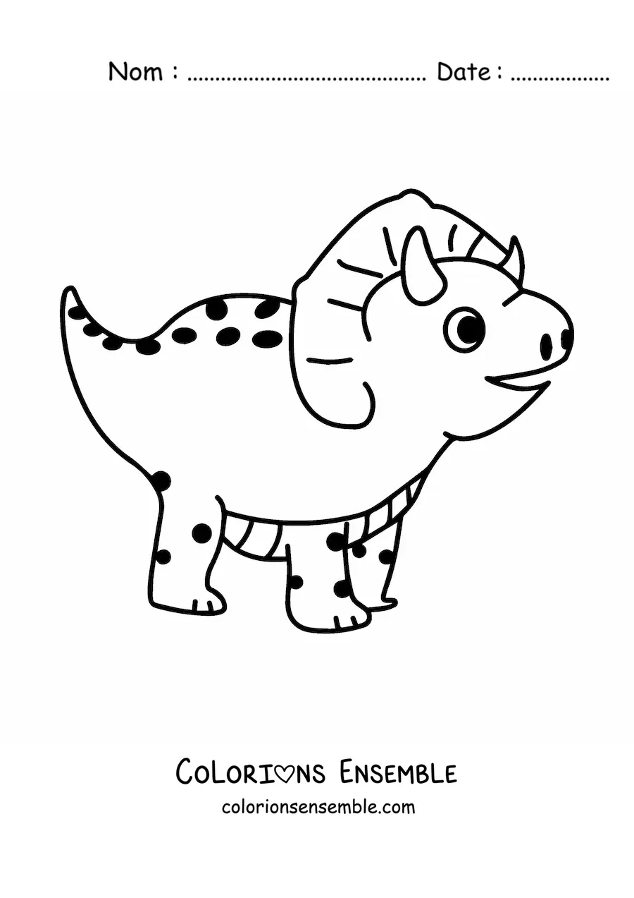 Image à colorier d'un grand tricératops de profil