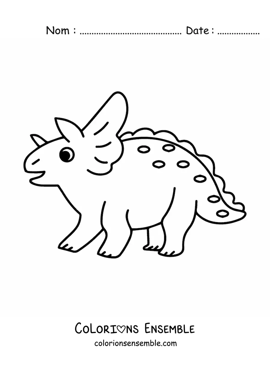Image à colorier d'un tricératops facile de profil