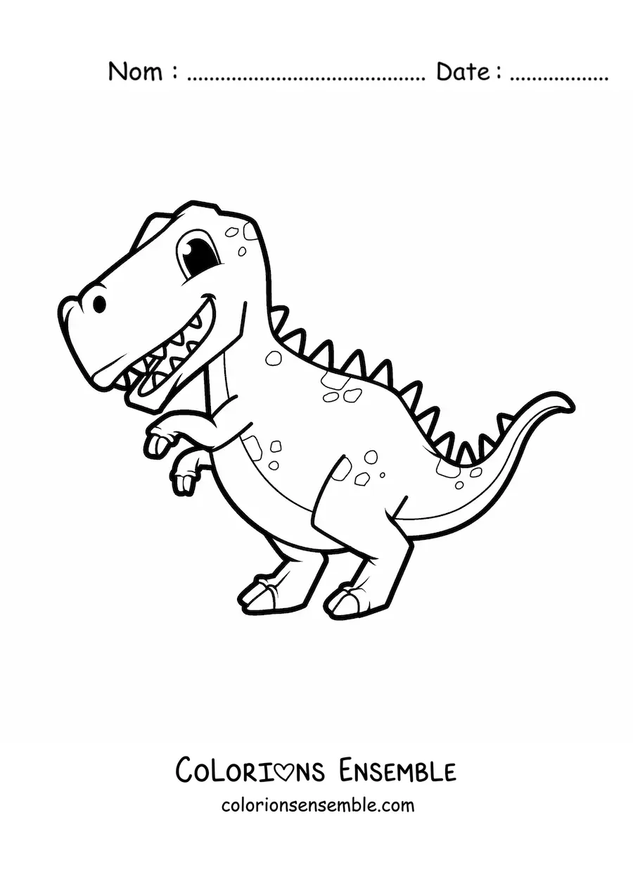 Image à colorier d'un bébé tyrannosaure rex tout mignon