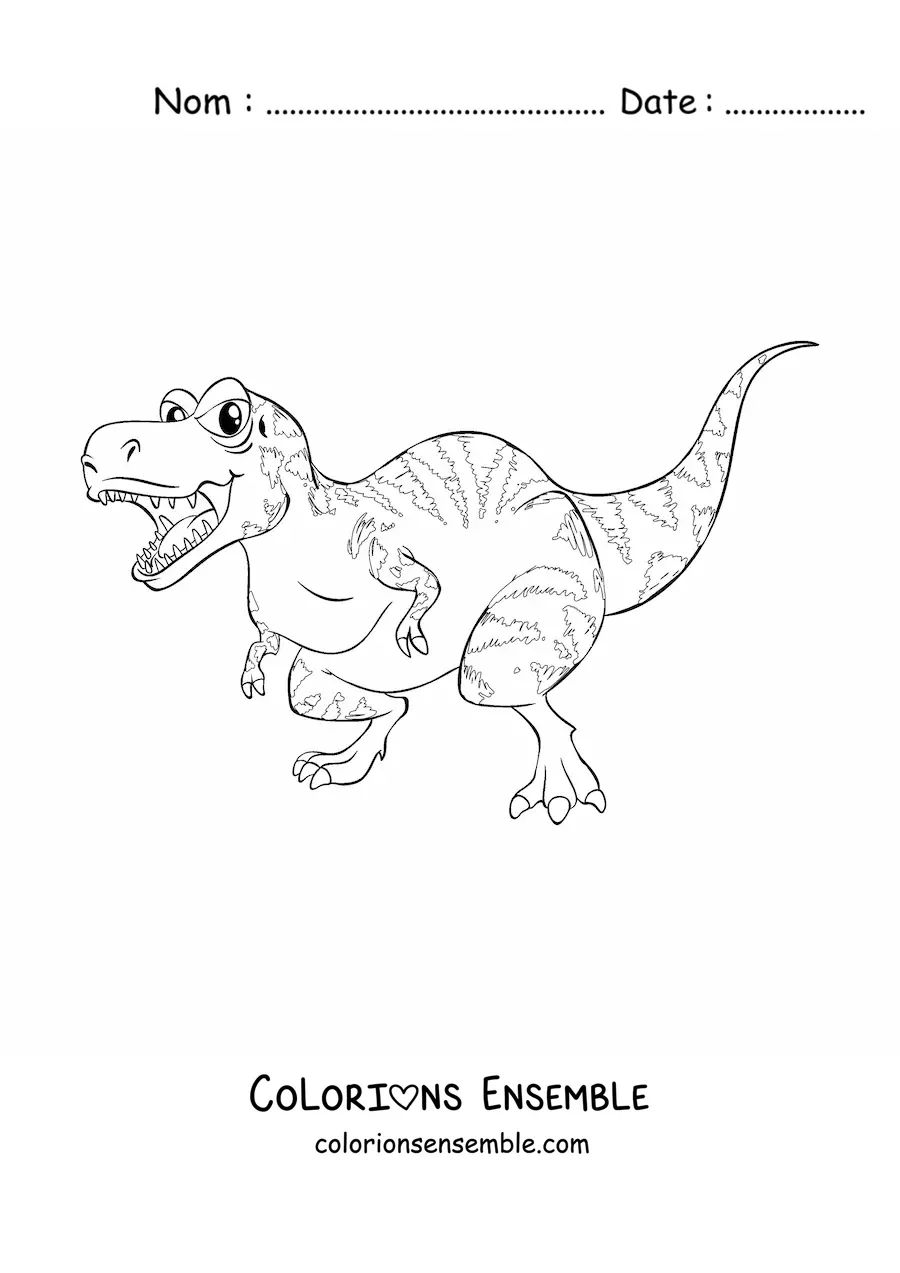 Image à colorier d'un tyrannosaure rex en dessin animé
