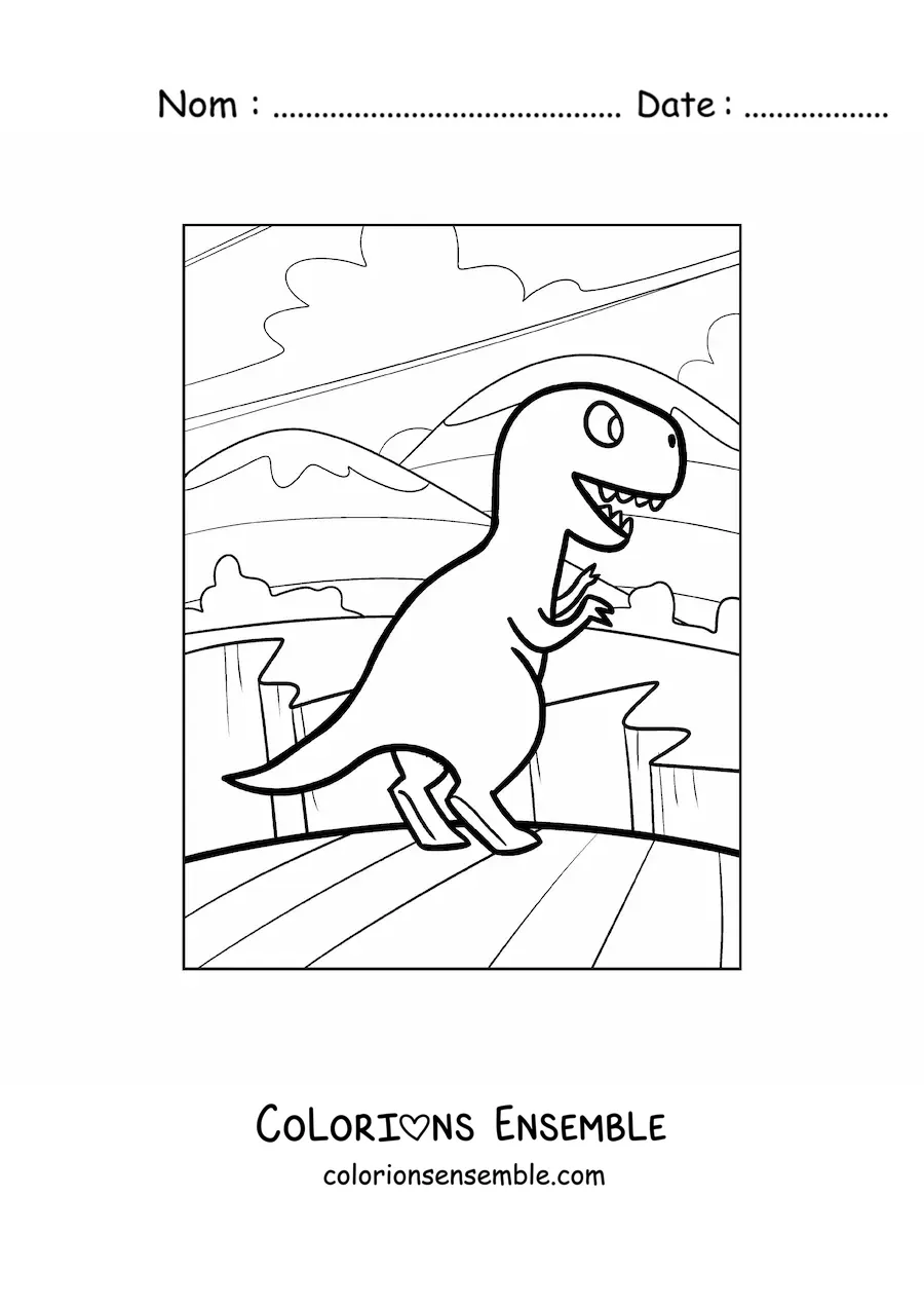 Image à colorier d'un tyrannosaure rex simple en dessin