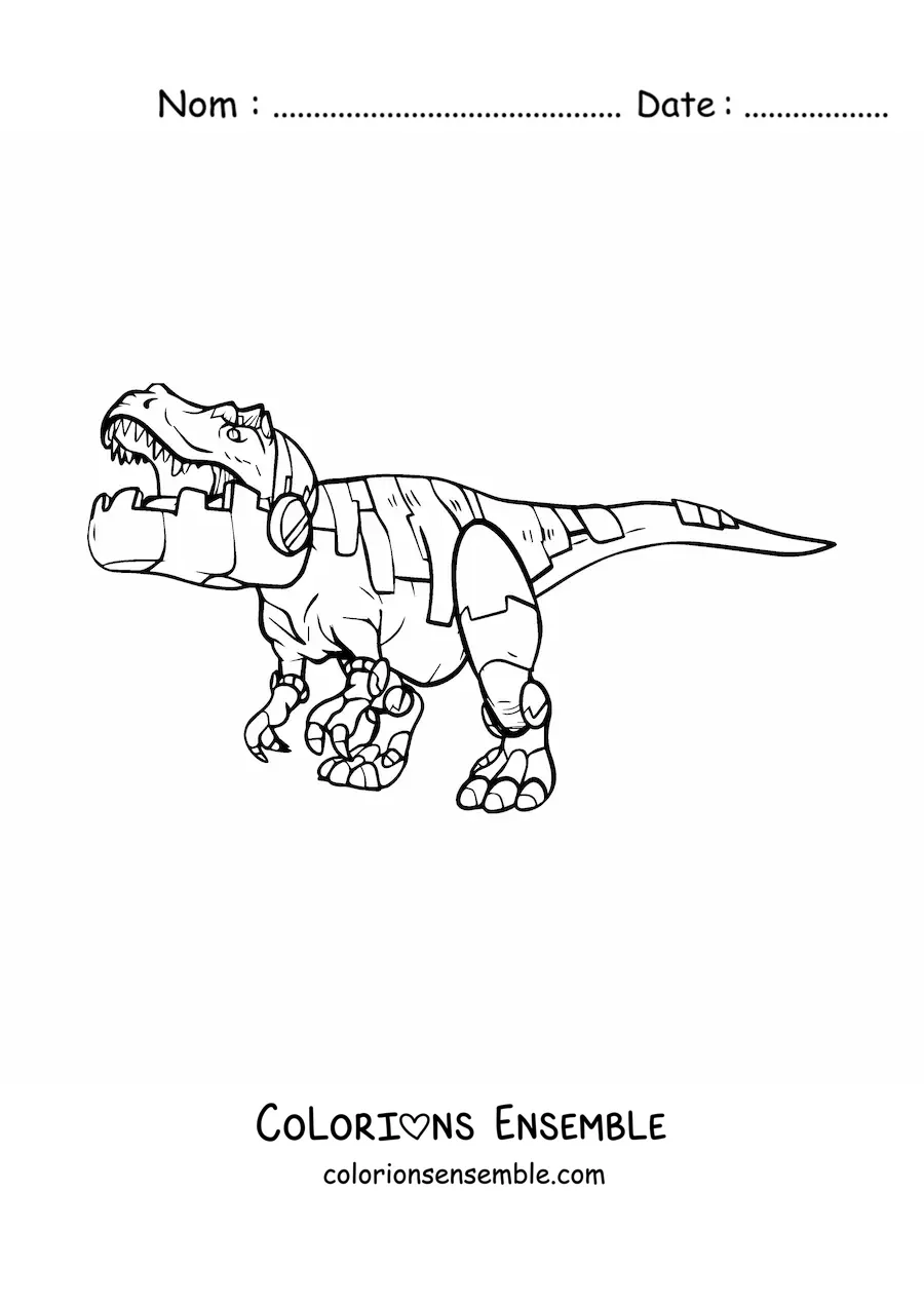 Image à colorier d'un tyrannosaure rex robot