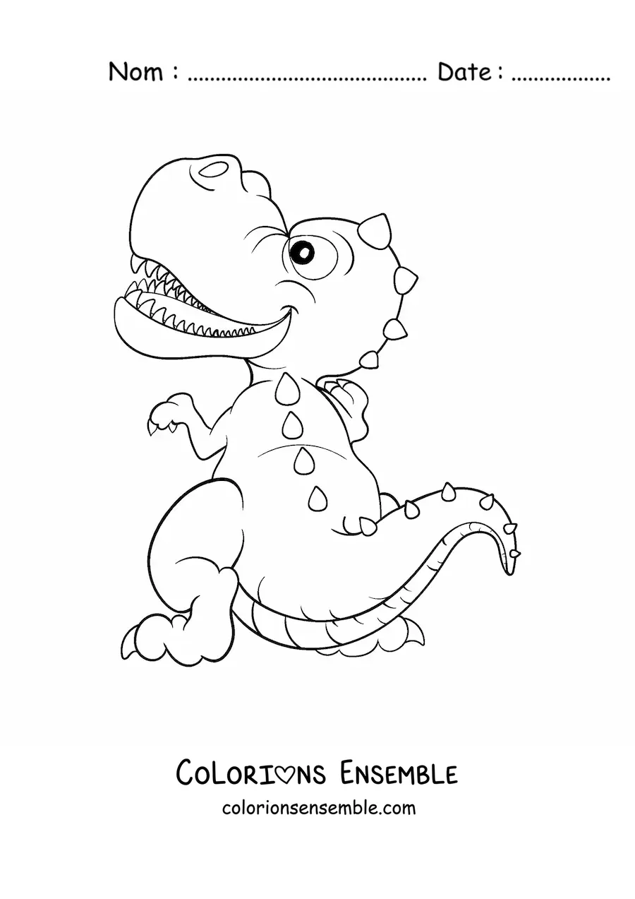 Image à colorier d'un bébé T-Rex en dessin animé