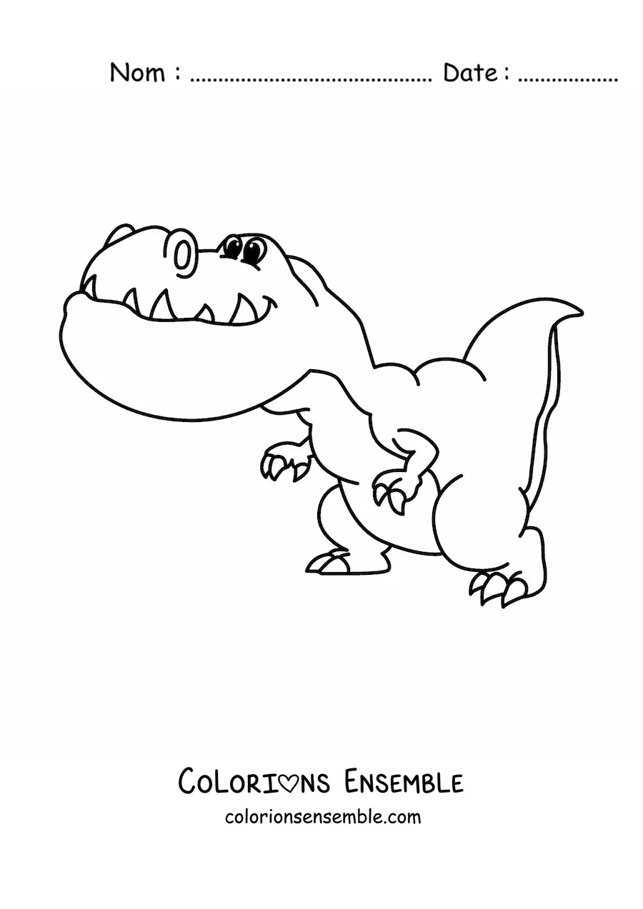 Image à colorier d'un T-Rex en dessin animé