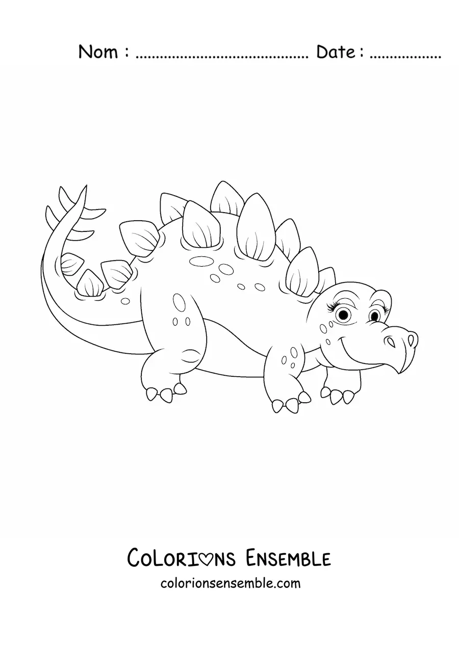 Image à colorier d'un dinosaure terrestre en dessin animé