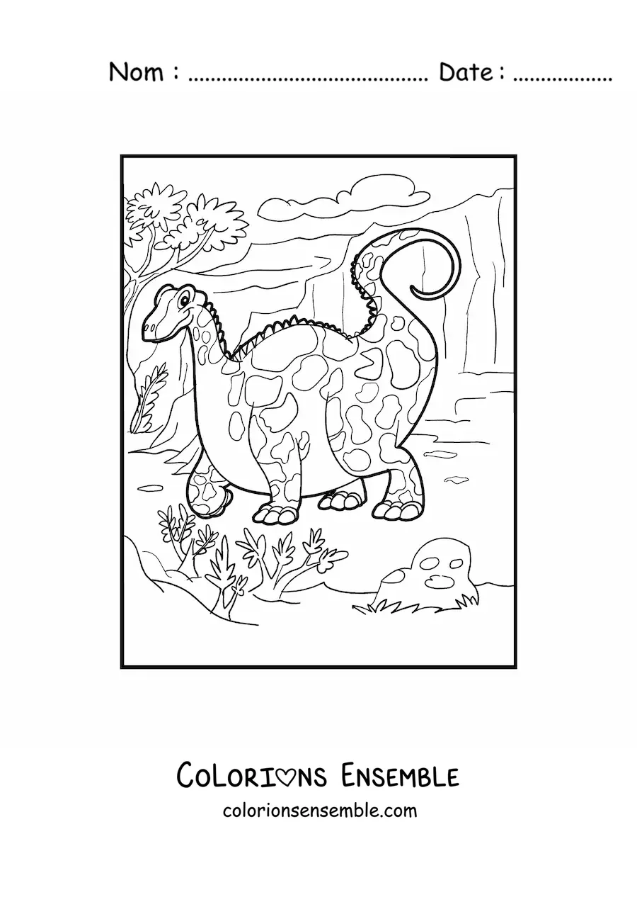 Image à colorier d'un dinosaure terrestre géant