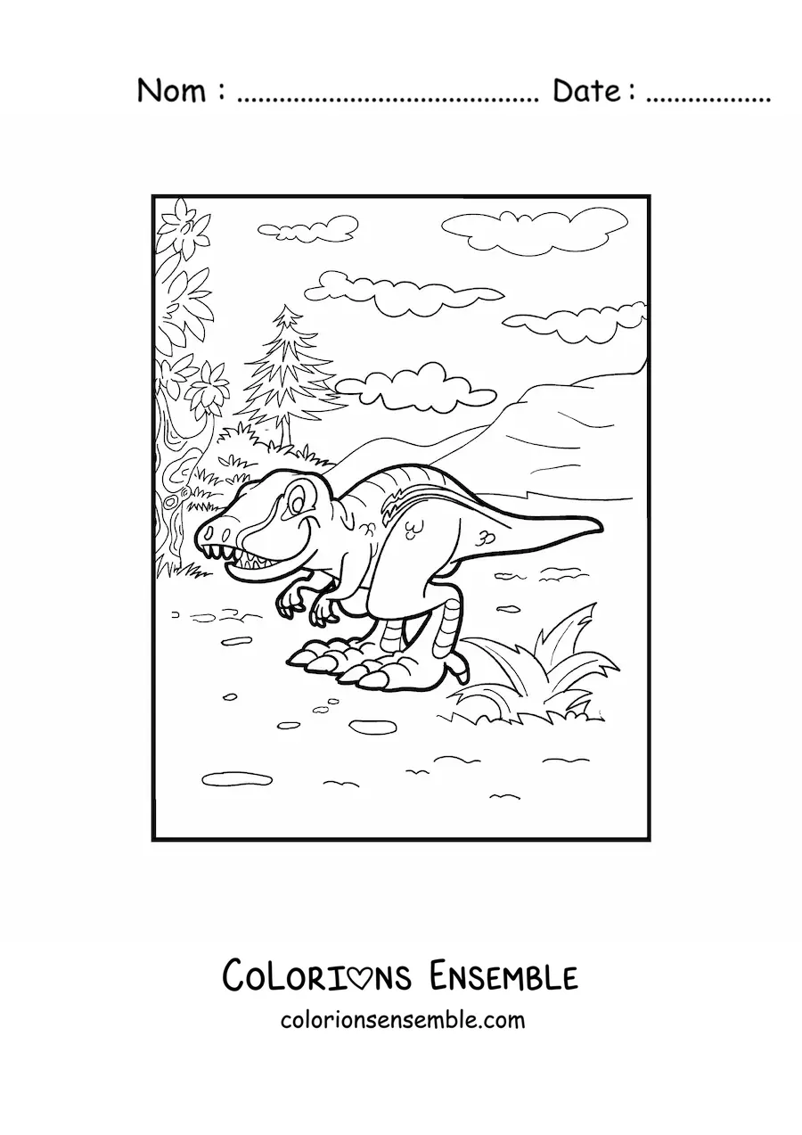Image à colorier d'un dinosaure terrestre avec de grandes pattes