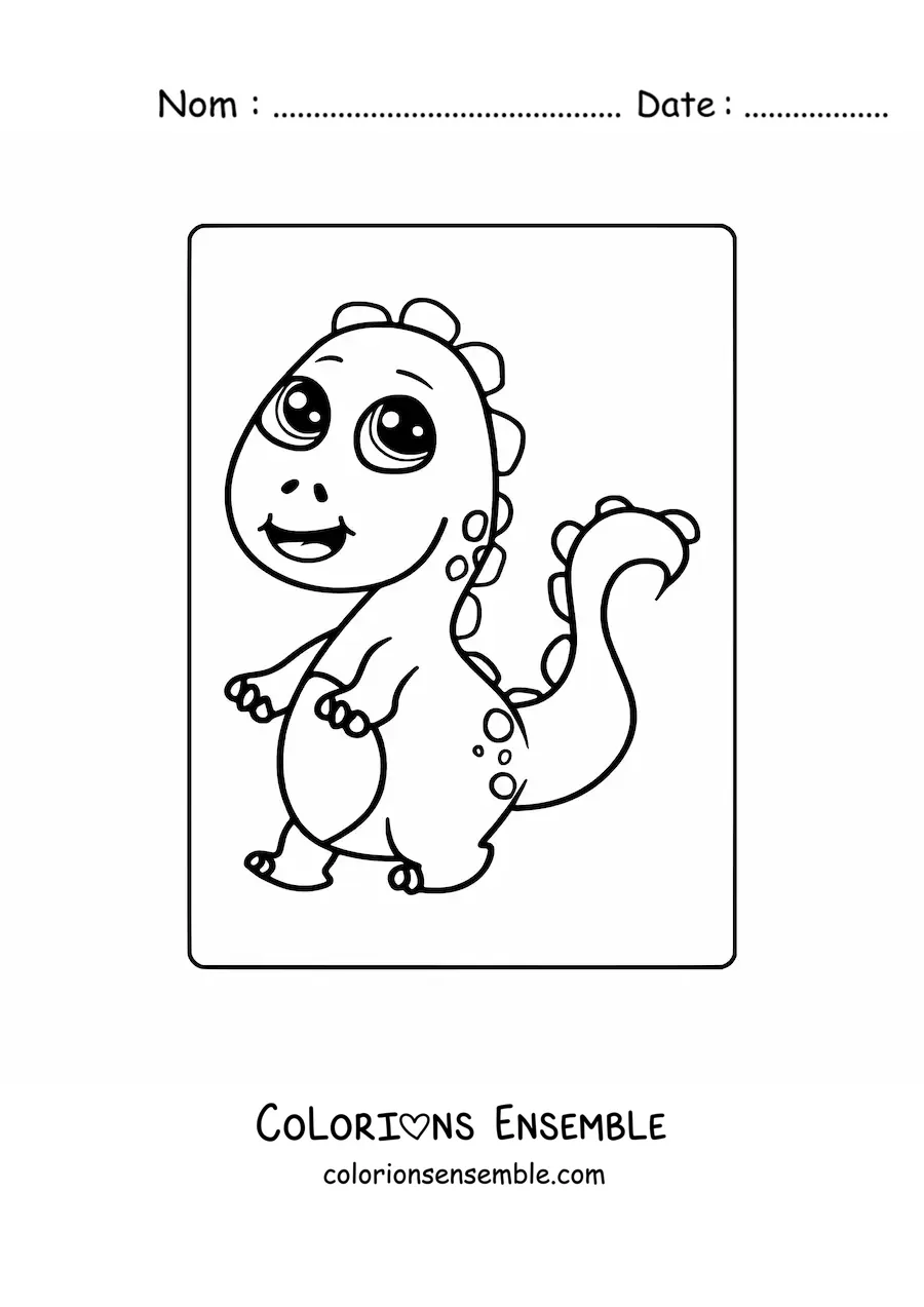 Image à colorier d'un bébé dinosaure kawaii nouveau-né
