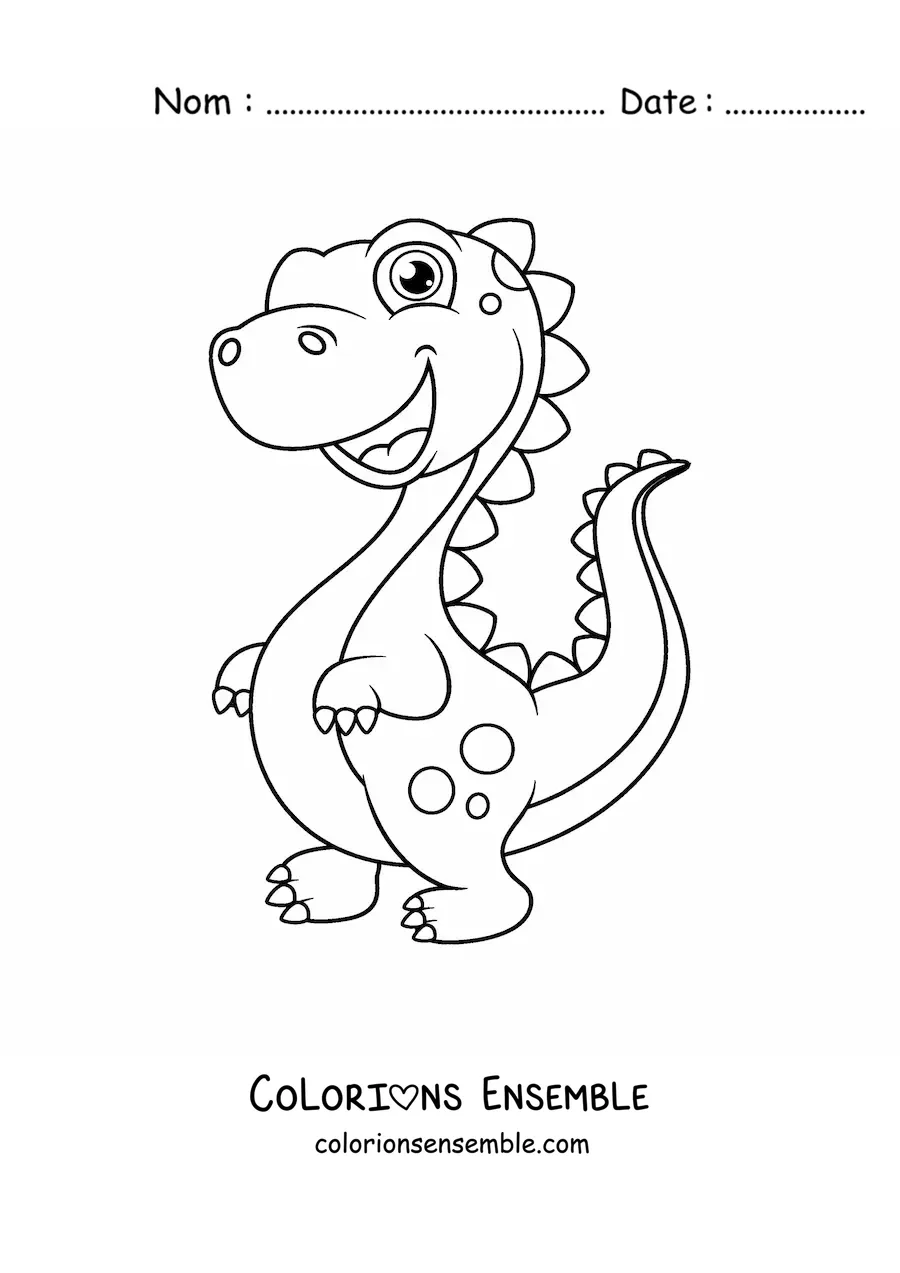 Image à colorier d’un grand et magnifique bébé dinosaure