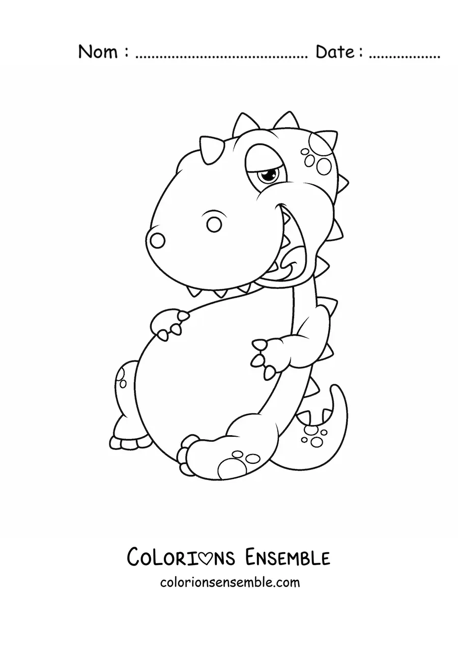 Image à colorier d’un bébé dinosaure en dessin animé