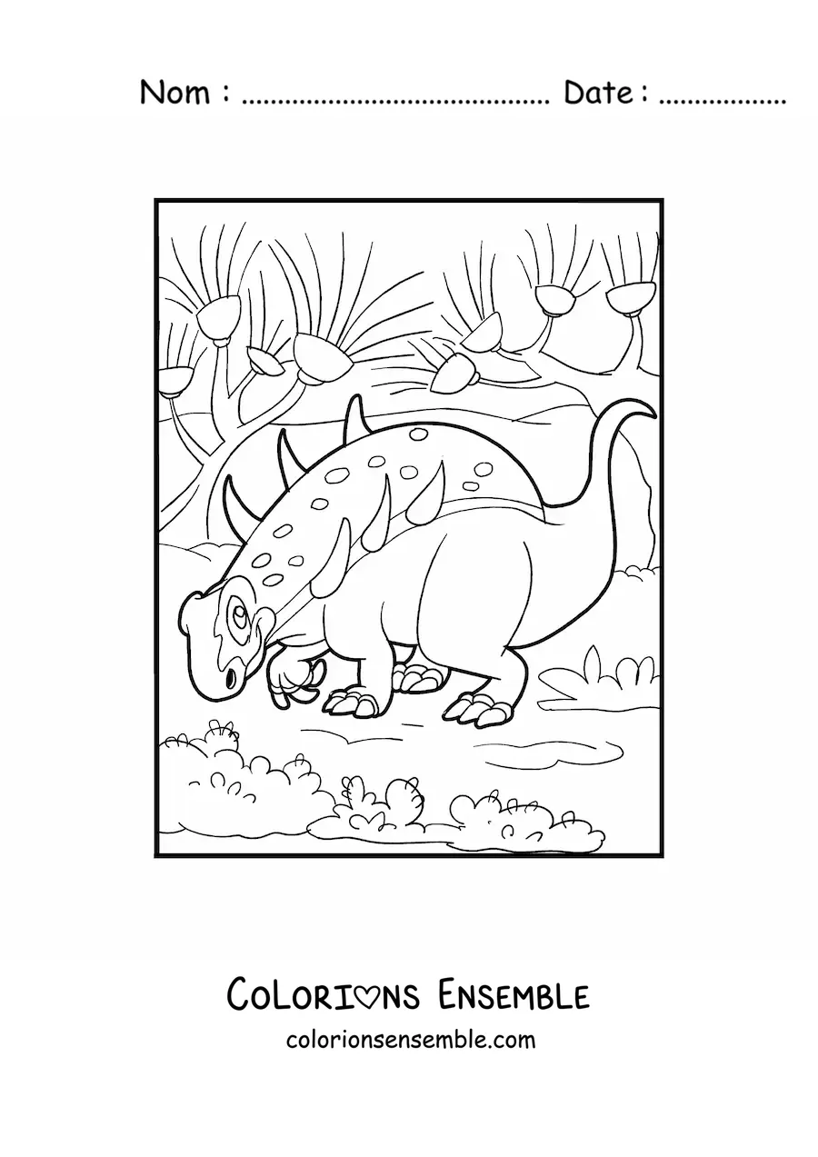 Image à colorier d’un Sauropelta herbivore en dessin animé
