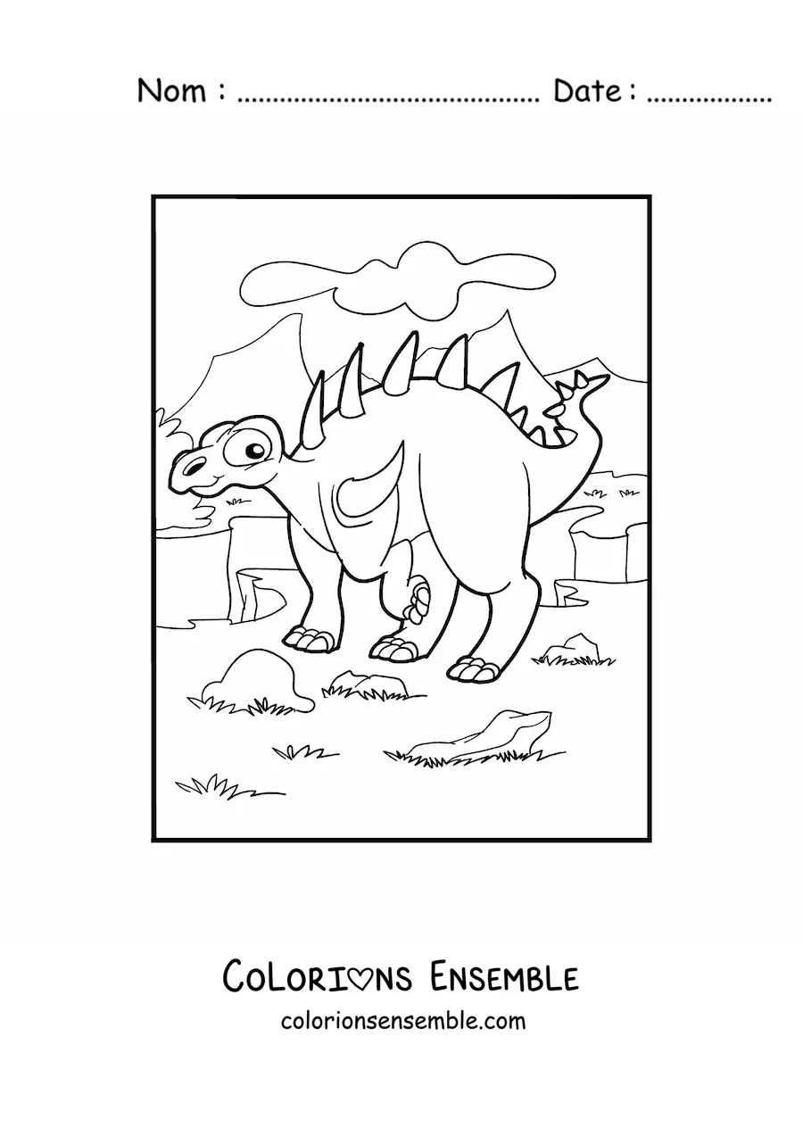 Image à colorier d’un dinosaure Paranthodon herbivore en dessin animé