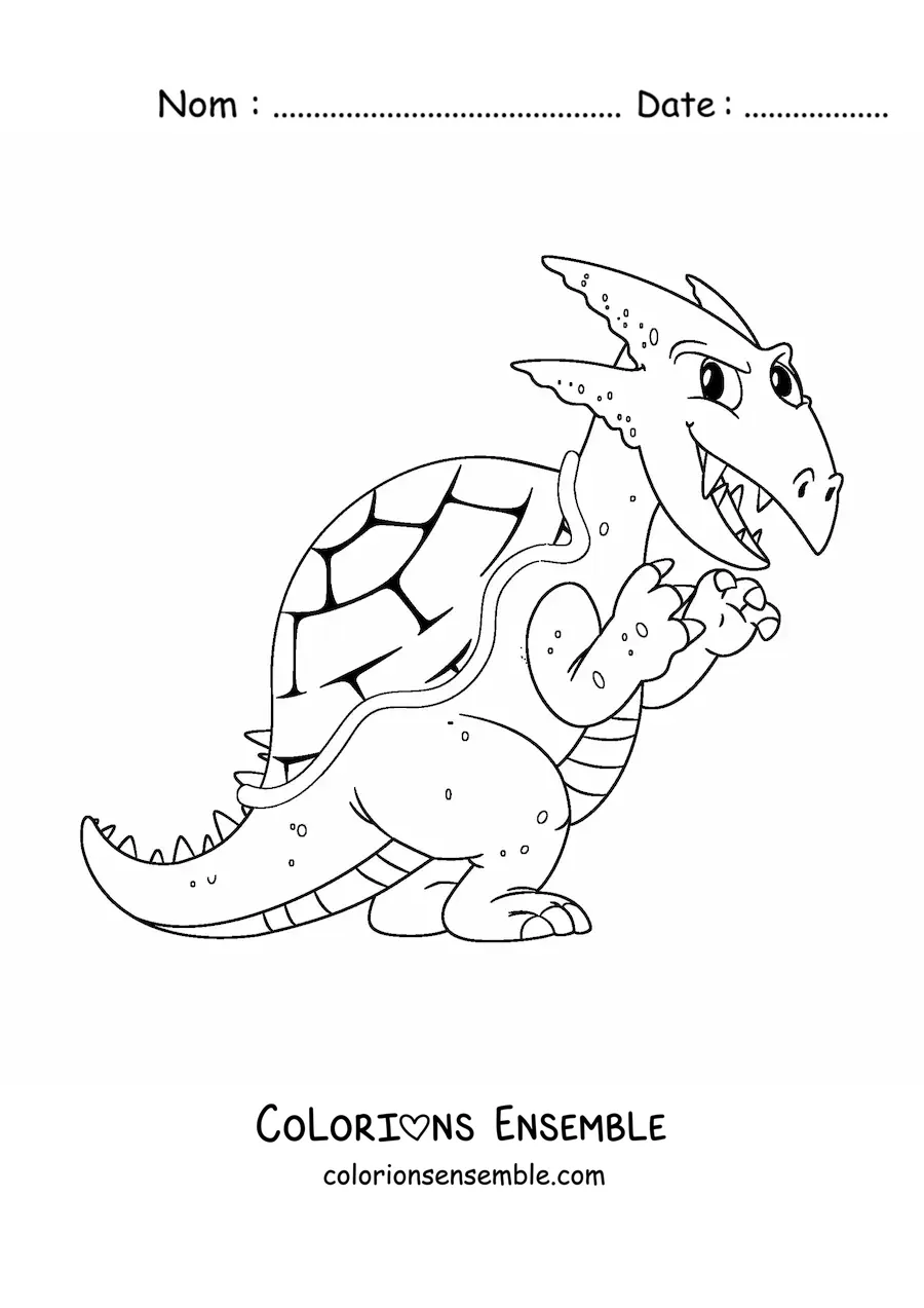 Image à colorier d’un dinosaure herbivore en dessin animé