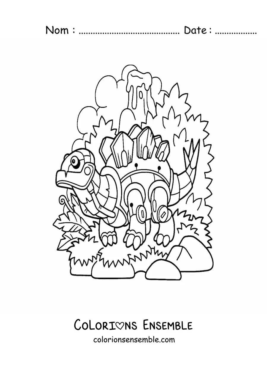 Image à colorier d’un dinosaure herbivore robot