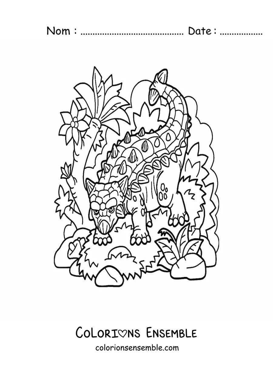 Image à colorier d’un dinosaure herbivore dangereux