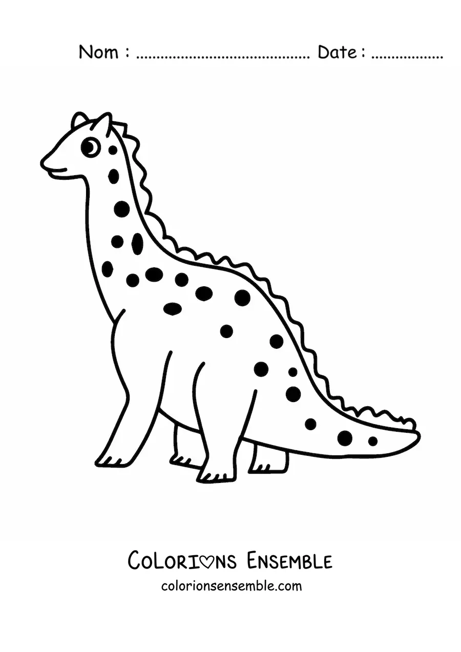 Image à colorier d’un grand dinosaure au long cou tout mignon