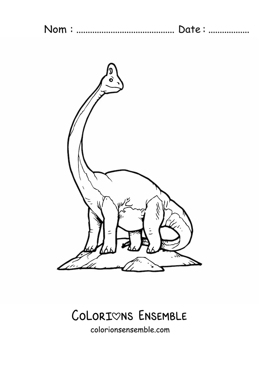 Image à colorier d’un dinosaure Brachiosaurus au long cou