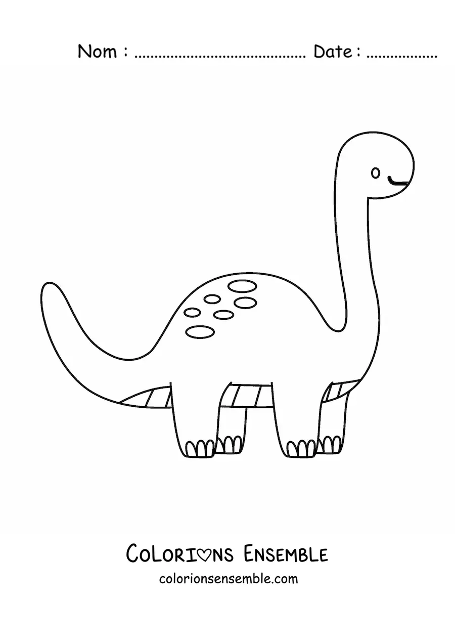 Image à colorier d’un dinosaure au long cou en dessin animé