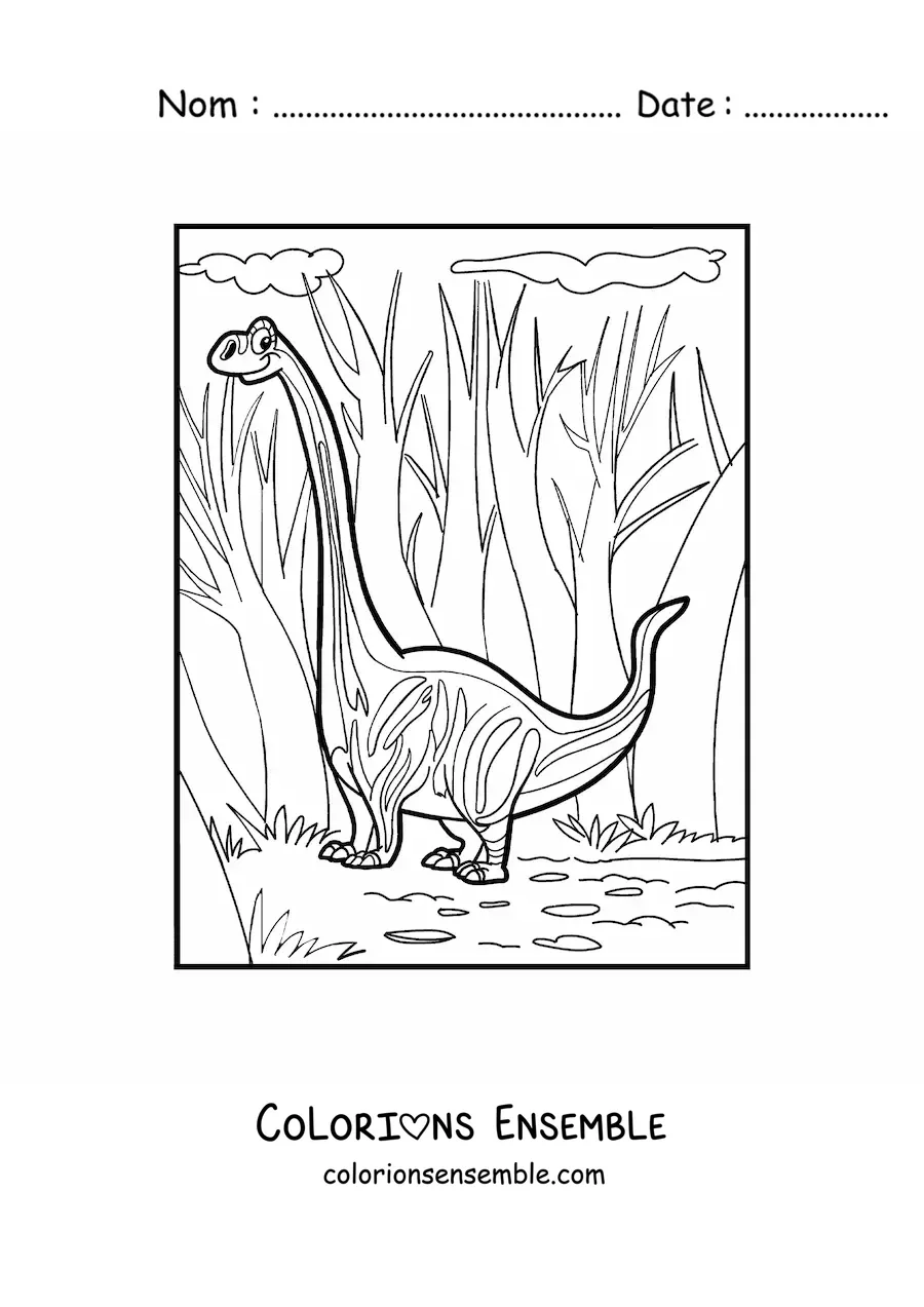 Image à colorier de la hauteur d’un dinosaure au long cou