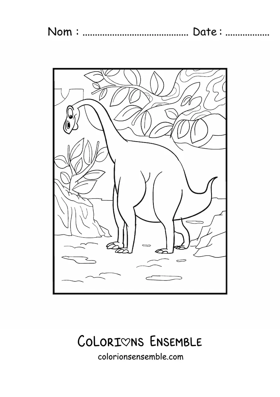 Image à colorier d’un dinosaure au long cou géant