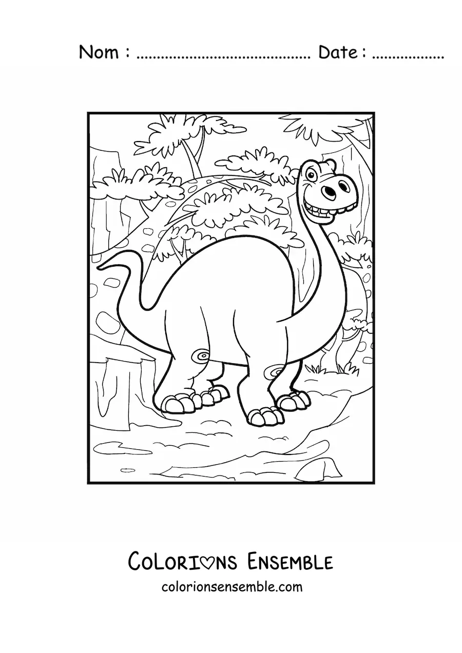 Image à colorier d’un très grand dinosaure au long cou
